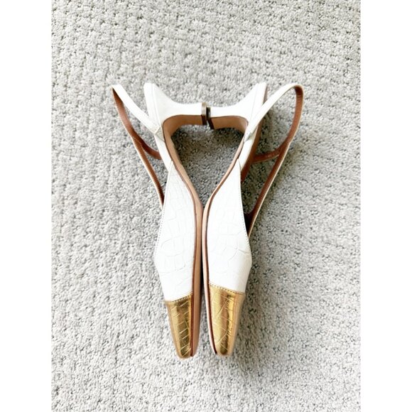Paris Texas Reptile print slingbacks in white and gold 37.5/7.5 - Picture 6 of 11